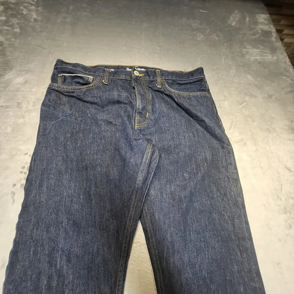 Goodfellow Selvedge Jeans Mens 38x32 Blue Slim Straight Dark Wash 14 Oz